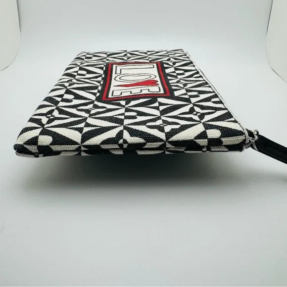 Brighton LOVE Zip Pouch Black White Geometric Canvas 9x5.5 - Picture 10 of 11